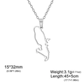 Zilveren Martinique kaart hanger ketting van gepolijst roestvrij staal met O-ketting - Zilver - Martinique Kaart