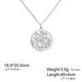Silver witch knot pentagram necklace in stainless steel with size and weight specs - Hollow Star Style / Steel
