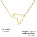 Golden hollow Venezuela map pendant in stainless steel with detailed size and weight specs - Gold - Venezuela Map