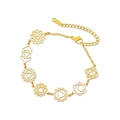 Bracciale a maglie mandala 7 chakra in acciaio inossidabile dorato con chiusura a moschettone - Simboli Geometrici Svuotati (BSS2024071914) / Oro Stile 1
