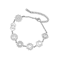 Bracciale in acciaio inossidabile argento con 7 simboli Chakra e chiusura a moschettone - Simboli Geometrici Svuotati (BSS2024071911) / Argento Stile 1