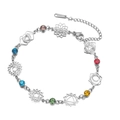 Bracciale 7 chakra in acciaio inossidabile argento con loto e pietre colorate - Gemma Collegata Svuotata (BSS2024071913) / Argento Stile 3