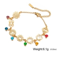 Bracciale Chakra in acciaio inossidabile dorato con 7 simboli e pietre colorate - Oro Stile 2