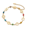 Bracciale chakra dorato in acciaio inossidabile con pietre colorate e ciondoli loto - Oro Stile 3