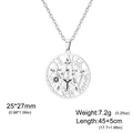 Silver stainless steel S-shape witch knot pendant necklace with pentagram engraving - Etched Pentacle Style / Steel