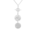 Silver triple-layer necklace with Celtic knot, star rune, and St. Benedict pendant - Silver Saint Benedict Triple Pendant Style / Steel