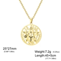 Golden stainless steel Wicca pentagram necklace with Tetragrammaton pendant - Etched Pentacle Style / Gold