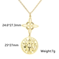 Golden stainless steel witch knot and hollow pentagram pendant necklace in 304 steel - Etched Mystical Style / Gold