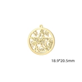 Golden stainless steel Wiccan pentagram charm pendant measuring 18.9x20.5mm for DIY jewelry - Single Hole Pentacle Style / Gold