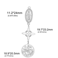 Silver stainless steel Wiccan pendant necklace featuring Mother Mary and pentagram symbols - Triple Pendant Style A / Steel