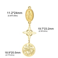 Gold stainless steel witch knot necklace with Virgin Mary and pentagram pendant charms - Triple Pendant Style A / Gold