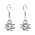 Orecchini a pendente a forma di margherita argentata con gancio a pescatore stile boho - Argento Fiore a Otto Petali