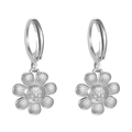 Orecchini a cerchio in acciaio argento con ciondolo a fiore solare stile bohémien - Argento Fiore di Sole 7 Petali