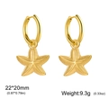 Gold starfish drop hoop earrings in stainless steel for women summer beach jewelry gift - Golden Starfish