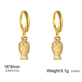 Golden stainless steel fish charm hoop earrings for women with detailed ocean design - Gold Clownfish