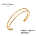 Brazalete ajustable minimalista dorado de doble capa en acero inoxidable 304 sólido - Estilo de Doble Línea Dorada