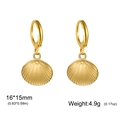 Golden stainless steel hoop earrings with shell pendant and dimensions 16x15mm - Gold Scallop Shell