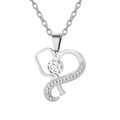 Pickleball stethoscoop hanger ketting in zilver roestvrij staal met sprankelende strass - Staal Hart Sportieve Pickleball