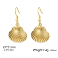 Golden seashell charm hoop earrings for women, ocean summer beach jewelry accessory - Gold Sea Shell