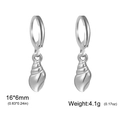 Silver hoop earrings with conch shell pendant for women, 16x6mm stainless steel jewelry - Steel Color Conch