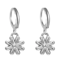 Orecchini a cerchio in acciaio argento con pendenti a margherita 3D per donna chic - Argento Margherita Stile 1