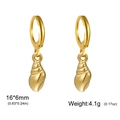 Gold stainless steel hoop earrings featuring conch shell charms for summer beach wear - Gold Conch