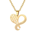 Gouden ketting met hart en tennisracket hanger ingelegd met witte strass-steentjes - Goud Hart Badminton