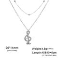 Dubbellaagse zilveren roestvrijstalen ketting met G-clef hanger en slangtextuur - Staal Kleur - Dubbele Ketting