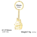 Golden 304 stainless steel fox head pendant keychain with hollow design and polished finish - Golden Fox