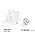 Polished silver stainless steel hollow heart brooch pin measuring 25x30mm and 5.3g weight - Heart Brooch / Steel