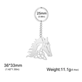 304 stainless steel horse head keychain with Celtic knot pattern in silver finish - Steel Hollow Horse Head