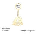 Golden horse head keychain with Celtic knot patterns in 304 stainless steel - Gold Hollow Horse Head
