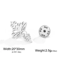 Silver hollow lotus brooch in stainless steel with elegant floral pattern and butterfly clutch - Lotus Brooch / Steel