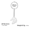 Polished silver stainless steel hollow horse head keychain accessory for car keys - Steel Hollow Line Horse