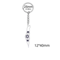 Porte-clés carte Israël en acier inoxydable avec drapeau étoile de David et anneau - Argent Émail Bleu Hexagramme