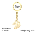 Gold stainless steel horse head keychain with 25mm ring and hollow pendant design - Gold Hollow Line Horse