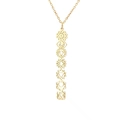 Golden stainless steel necklace featuring seven vertical hollow chakra symbols on white background - Vertical Hollow 7 Chakras (Style A) / Gold