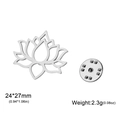 Stainless steel lotus brooch pin with butterfly clutch 24x27mm size details - Lotus Brooch Type 1 / Steel