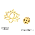 Golden lotus stainless steel brooch pin with dimensions and butterfly clutch back - Lotus Brooch Type 1 / Gold