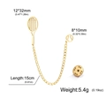 Golden tennis racket brooch with ball and chain in 304 stainless steel sport style - Gold Linked Racket Pendant with Chain
