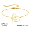 Golden stainless steel heart bracelet with gymnast dancer silhouette and lobster clasp - Cross Chain - Gymnast Pose 1 / Gold