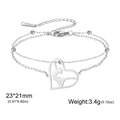 Silver stainless steel heart gymnastics pendant bracelet with double-layer chain design - Double Layer Chain - Gymnast Pose 1 / Steel