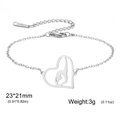 Silver stainless steel bracelet with heart gymnastics dancer pendant and lobster clasp - Cross Chain - Gymnast Pose 2 / Steel