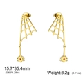 Orecchini ragnatela in acciaio inossidabile 304 con zircone rosso stile gotico - Oro