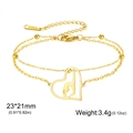 Double-layered golden stainless steel heart bracelet with a gymnast dancer silhouette - Double Layer Chain - Gymnast Pose 2 / Gold