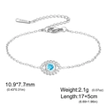Silver stainless steel bracelet featuring a lucky blue devil eye pendant with crystals - Single Stone Evil Eye Style (Style 3) / Steel