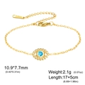 Golden Evil Eye bracelet in stainless steel with blue crystal and adjustable chain - Single Stone Evil Eye Style (Style 3) / Gold