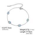 Silver stainless steel evil eye bracelet with blue crystals and lobster clasp closure - Four Eyes Series Style (Style 4) / Steel