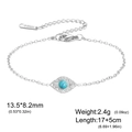 Blue Evil Eye stainless steel bracelet with zircon inlay and product dimensions shown - Turquoise Eye Style (Style 5) / Steel