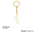 Golden ballet dancer keychain with white enamel tutu and stainless steel flat split ring - Gold Ballerina Style 1